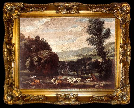 framed  BONZI, Pietro Paolo Landscape with Shepherds and Sheep  gftry, ta009-2